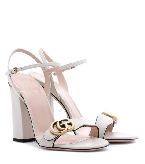 gucci white buckle heels|white Gucci heel sandals.